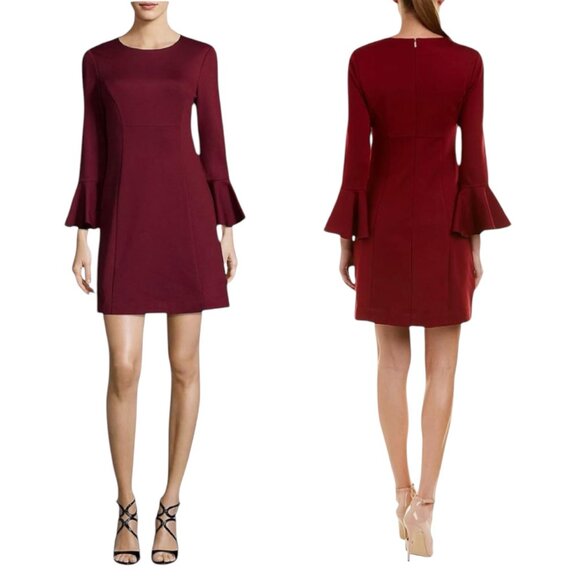 Trina Turk wine red bell sleeve knit dress size M/L NWT - Picture 1 of 12